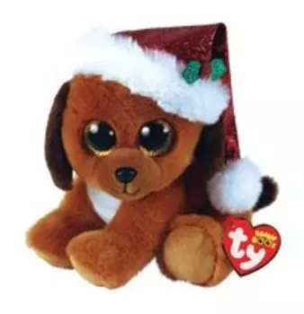 Мягкая игрушка TY Холидэйз Собачка с рождественской шапочкой