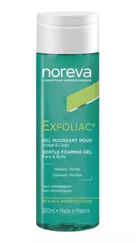 Мягкий очищающий гель для лица и тела Noreva Exfoliac Gentle Foaming Gel