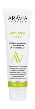 Мультиактивный крем для умывания с AHA-кислотами Aravia Laboratories Face Care Anti-Acne 3-in-1