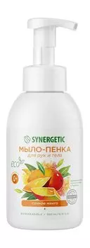 Мыло-пенка для чувствительной кожи рук и тела с экстрактом манго Synergetic Мыло-пенка для рук и тела Сочное манго 0+