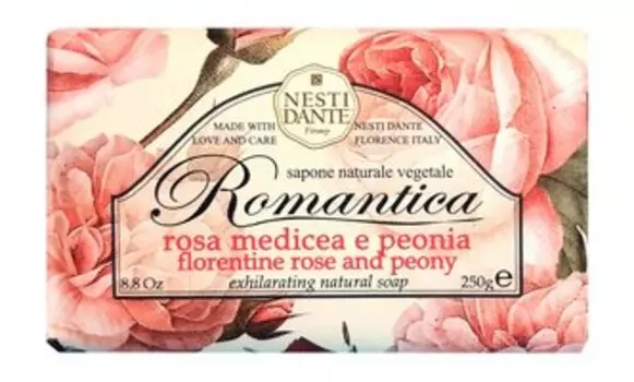Мыло с ароматом розы и пиона Nesti Dante Romantica Florentine Rose & Peony Exhilarating Natural Soap