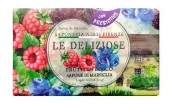 Мыло с пребиотиком и ароматом лесных ягод Nesti Dante Le Deliziose Frutti di Bosco Triple Milled Soap
