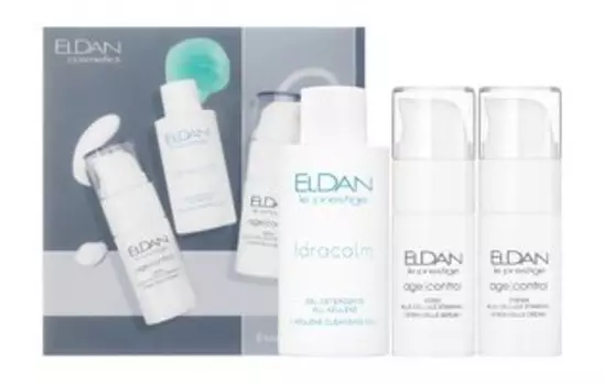 Набор для антивозрастного ухода за кожей лица со стволовыми клетками Eldan le Prestige Idracalm & Age Control Essential Kit