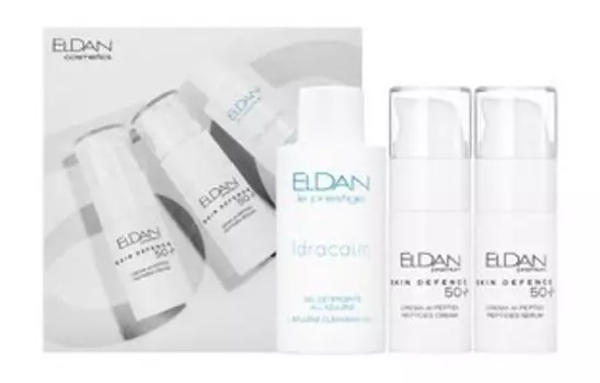 Набор для антивозрастного ухода за кожей лица с пептидами Eldan Idracalm & Skin Defence Essential Kit