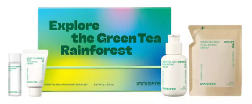 Набор для увлажняющего ухода за кожей лица с зеленым чаем и гиалуроновой кислотой Innisfree Explore the Green Tea Rainforest Set