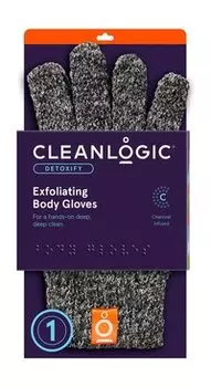 Набор из 2 мочалок-перчаток с древесным углем Cleanlogic Detoxify Exfoliating Body Gloves