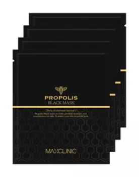 Набор из 4 масок с прополисом для питания и эластичности кожи лица Maxclinic Propolis Black Mask 4 Pack