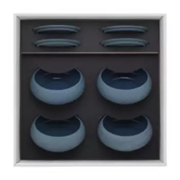 Набор из четырех керамических чаш с крышками 500 мл Degrenne Bahia Bleu De Roche Casseroles Set