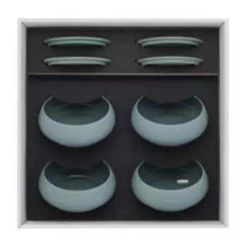 Набор из четырех керамических чаш с крышками 500 мл Degrenne Bahia Argile Vert Casseroles Set