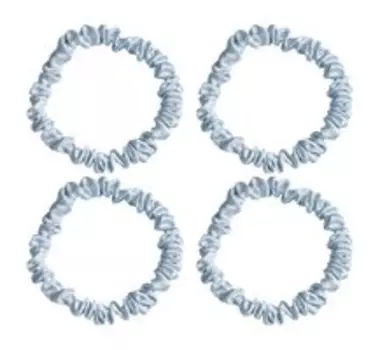 Набор из четырех шелковых резинок для волос Ayris Silk Резинки Узкие Серебристо-голубой