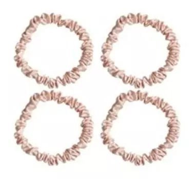 Набор из четырех шелковых резинок для волос Ayris Silk Резинки Узкие Розовая пудра