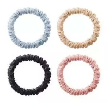 Набор из четырех шелковых резинок для волос Ayris Silk Резинки Узкие Нежный микс