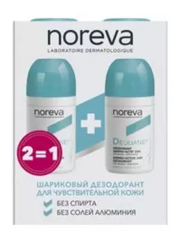 Набор из двух шариковых дезодорантов для чувствительной кожи Noreva Deoliane Dermo-Active 24H Roll-On Deodorant Pack