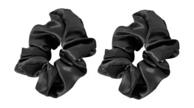 Набор из двух шелковых резинок для волос Ayris Silk Резинки Широкие Глубокий чёрный