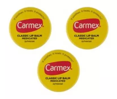 Набор из трех классических бальзамов для губ в баночках Carmex Medicated Classic Lip Balm Jar Pack