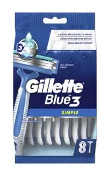 Набор из восьми одноразовых станков для бритья Gillette Blue 3 Simple Pack 8