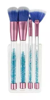 Набор кистей для макияжа лица из синтетического ворса Lukky Набор кистей Голубой с кристалликами в ручках
