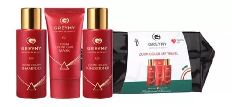 Набор миниатюр для ухода за окрашенными волосами в косметичке Greymy Zoom Color Travel Set