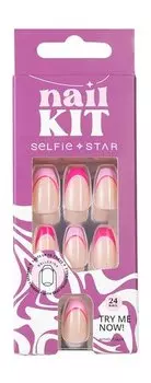 Набор накладных ногтей формы балерина Selfie Star Short Length Nails Kit Pink French