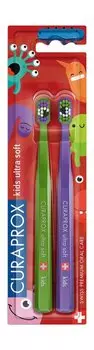 Набор зубных щеток для детей от 4-х лет Curaprox Toothbrush Kids Ultra Soft Set Special Edition | Little Bacterias