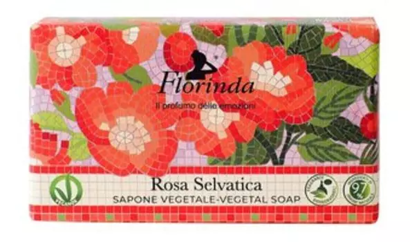 Натуральное растительное мыло с ароматом дикой розы Florinda Vegetal Soap Rosa Selvatica