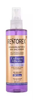 Несмываемый кондиционер для объема и здорового роста волос с коллагеном и биотином Restorex Collagen & Biotin Volumizing Liquid Hair Conditioner