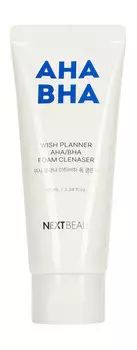 Очищающая пенка для умывания с AHA/BHA кислотами для проблемной кожи NextBeau Wish Planner AHA/BHA Foam Cleanser