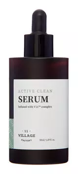 Очищающая сыворотка для жирной и проблемной кожи лица с AHA и BHA кислотами Village 11 Factory Active Clean Serum