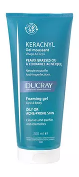 Очищающий гель для жирной кожи лица и тела или склонной к акне Ducray Keracnyl Gel Moussant