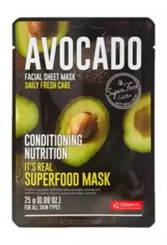 Омолаживающая тканевая маска для лица с экстрактом авокадо Dermal Avocado It's Real Superfood Mask