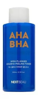Отшелушивающий пилинг-тонер с AHA/BHA кислотами для проблемной кожи NextBeau Wish Planner AHA/BHA Peeling Toner