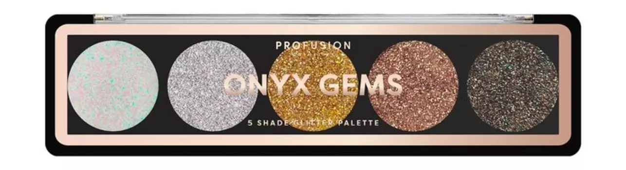 Палетка глиттеров для лица и тела Profusion Onyx Gems 5 Shade Glitter Palette