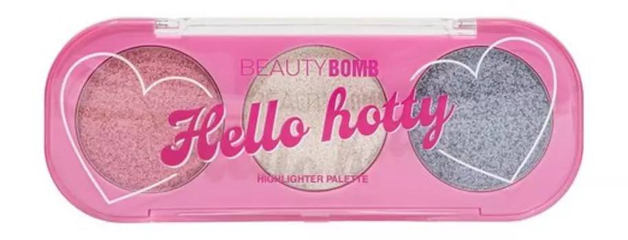 Палетка хайлайтеров для лица Beauty Bomb Hello Hotty Highlighter Palette