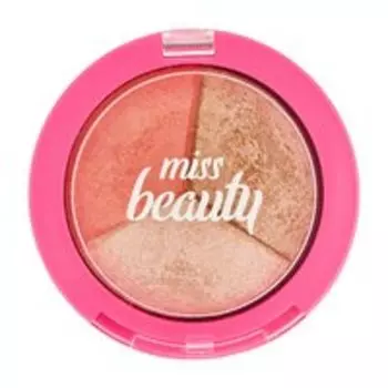 Палетка румян и хайлайтера для лица Golden Rose Miss Beauty Glow Baked Trio