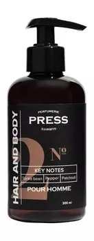 Парфюмированный шампунь-гель 2-в-1 для волос и тела Press Gurwitz Pour Homme Head & Body №2 Tonka bean, Pepper, Patchouli