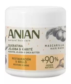 Питательная маска для поврежденных и вьющихся волос Anian Restore & Shine Keratin, Jojoba and Shea Butter Mask