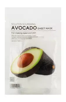 Питательная тканевая маска для лица с экстрактом авокадо Tenzero Solution Nourishing Avocado Sheet Mask