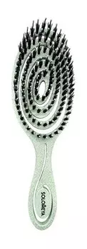Подвижная био-расческа для волос c натуральной щетиной Solomeya Detangling Bio Hair Brush Green