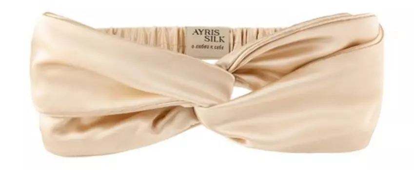 Повязка на голову из натурального шёлка Ayris Silk Шелковая повязка-бандо Классический бежевый