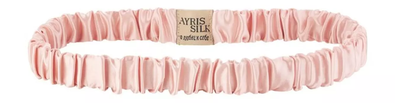 Повязка на голову из натурального шёлка Ayris Silk Шелковая повязка Узкая Розовая пудра