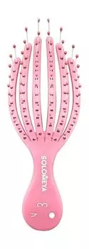 Расческа для сухих и влажных волос мини Solomeya Mini Detangling Octopus Brush Pink