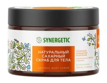 Сахарный скраб для тела с ароматом карамельного яблока и ванили Synergetic Natural Body Scrub Натуральный сахарный скраб Глубокое очищение и питание