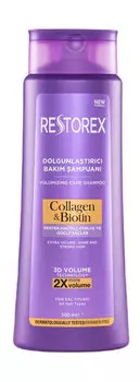 Шампунь для объема и здорового роста волос с коллагеном и биотином Restorex Collagen & Biotin Volumizing Care Shampoo