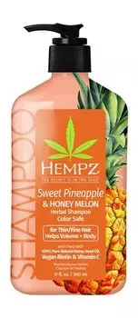 Шампунь для тонких волос с ароматом ананаса и медовой дыни Hempz Sweet Pineapple & Honey Melon Herbal Shampoo