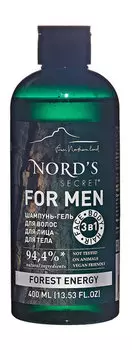 Шампунь-гель для волос, лица и тела Nord's Secret For Men 3-in-1 Forest Energy