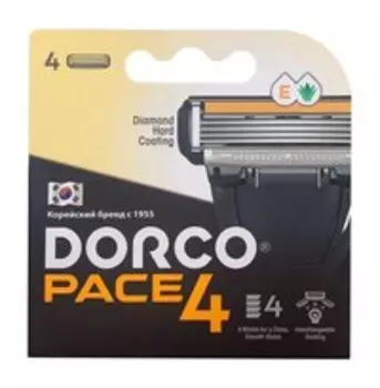 Сменные кассеты к бритве Dorco Pace 4 Razor System Cartridges for Men