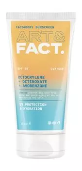 Солнцезащитный крем для лица и тела SPF 50 с химическими фильтрами Art&Fact. UV Protection Face and Body Sunscreen SPF 50