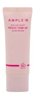 Солнцезащитный крем для лица с персиковым оттенком Ample:N Solar Shot Peach Tone-Up Suncream SPF 50+ PA++++