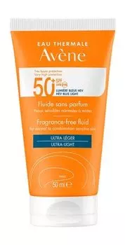 Солнцезащитный ультралегкий флюид для чувствительной кожи лица Avene Fragrance-free Fluid Ultra-Light SPF 50+