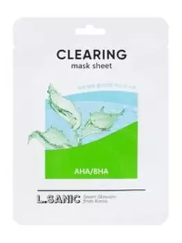 Тканевая маска для очищения пор кожи лица с AHA/BHA кислотами L.Sanic AHA/BHA Clearing Mask Sheet